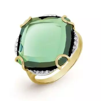 Кольцо с кварцем и фианитами Линии Любви