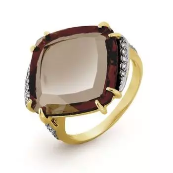 Кольцо с кварцем и фианитами Линии Любви