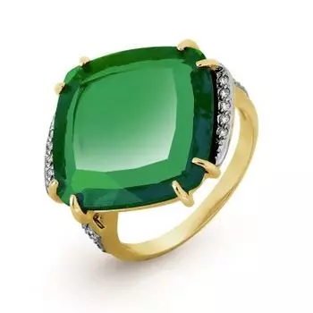 Кольцо с кварцем и фианитами Линии Любви