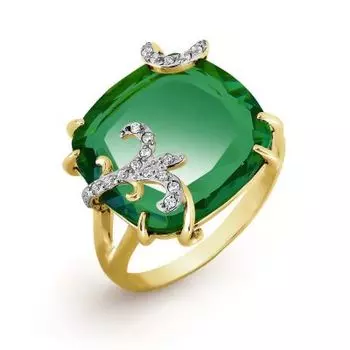 Кольцо с кварцем и фианитами Линии Любви