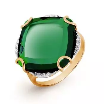 Кольцо с кварцем и фианитами Линии Любви