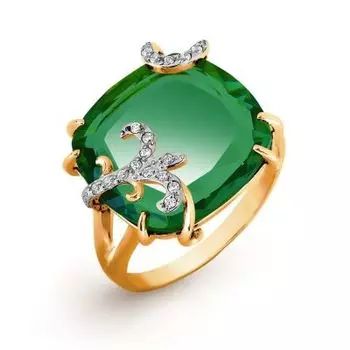 Кольцо с кварцем и фианитами Линии Любви