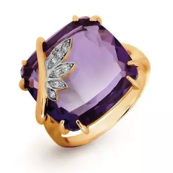 Кольцо с кварцем и фианитами Линии Любви