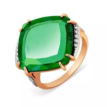 Кольцо с кварцем и фианитами Линии Любви