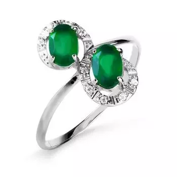 Кольцо с ониксами и фианитами Линии Любви