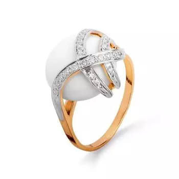 Кольцо с ониксом и фианитами Линии Любви