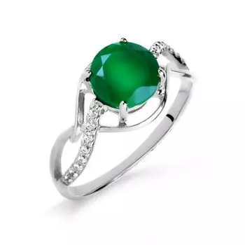 Кольцо с ониксом и фианитами Линии Любви