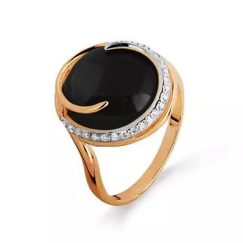 Кольцо с ониксом и фианитами Линии Любви