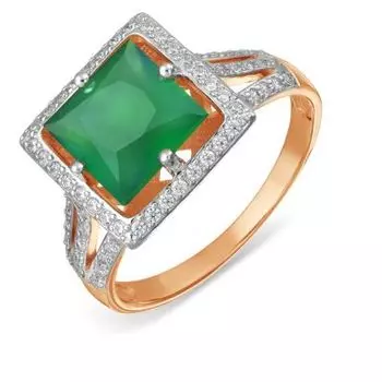 Кольцо с ониксом и фианитами Линии Любви