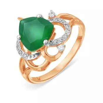 Кольцо с ониксом и фианитами Линии Любви