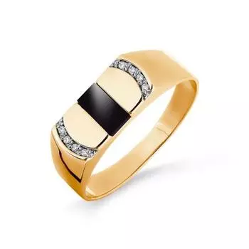 Кольцо с ониксом и фианитами Линии Любви