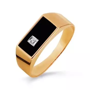 Кольцо с ониксом и фианитом Линии Любви