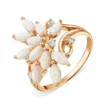 Кольцо с опалами и фианитами Линии Любви