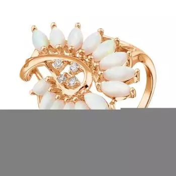 Кольцо с опалами и фианитами Линии Любви