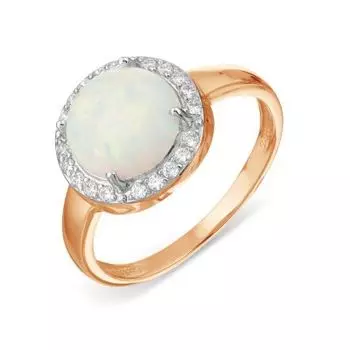 Кольцо с опалом и фианитами Линии Любви