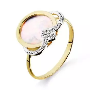 Кольцо с перламутром и фианитами Линии Любви