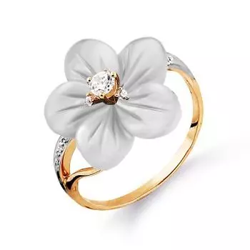 Кольцо с перламутром и фианитами Линии Любви