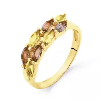 Кольцо с раухтопазами и цитринами Линии Любви