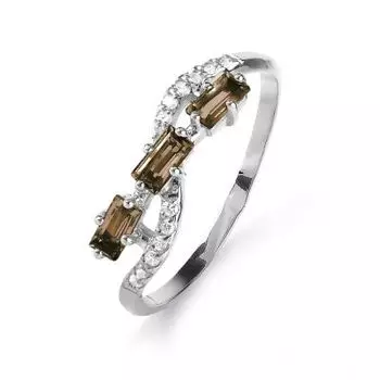 Кольцо с раухтопазами и фианитами Линии Любви