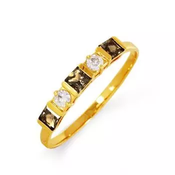 Кольцо с раухтопазами и фианитами Линии Любви