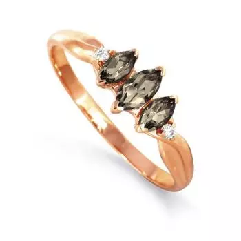 Кольцо с раухтопазами и фианитами Линии Любви