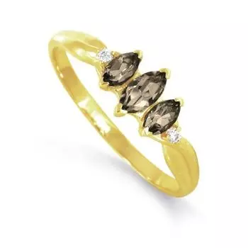 Кольцо с раухтопазами и фианитами Линии Любви