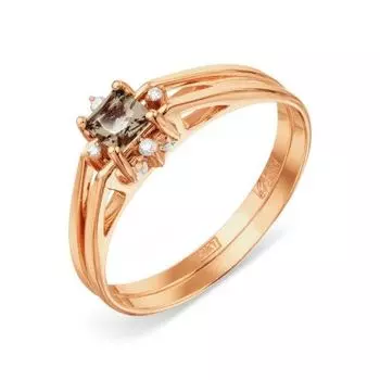 Кольцо с раухтопазом и бриллиантами Линии Любви