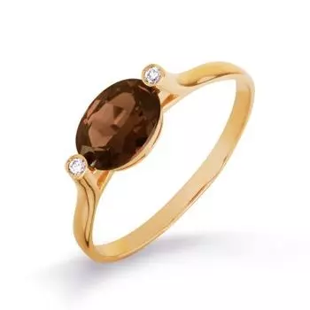 Кольцо с раухтопазом и бриллиантами Линии Любви