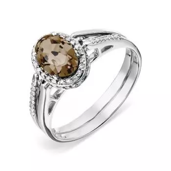 Кольцо с раухтопазом и бриллиантами Линии Любви