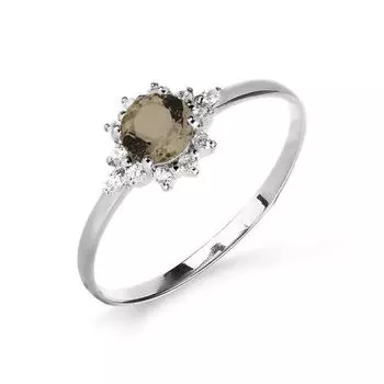 Кольцо с раухтопазом и фианитами Линии Любви