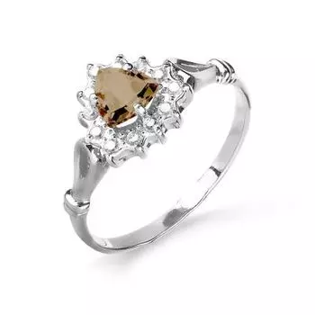 Кольцо с раухтопазом и фианитами Линии Любви