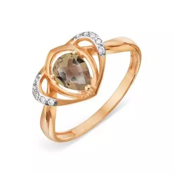 Кольцо с раухтопазом и фианитами Линии Любви