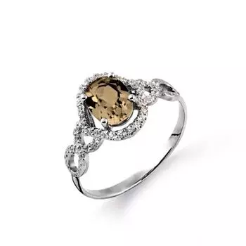 Кольцо с раухтопазом и фианитами Линии Любви