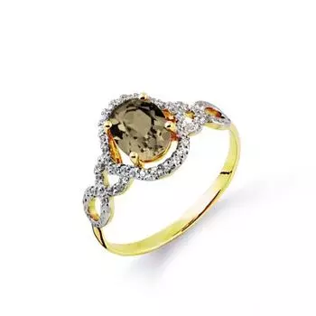 Кольцо с раухтопазом и фианитами Линии Любви