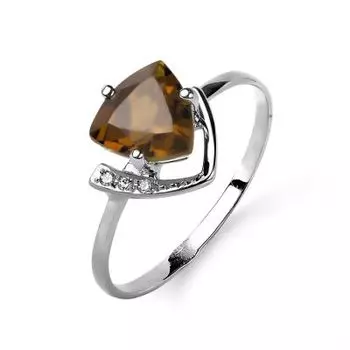 Кольцо с раухтопазом и фианитами Линии Любви