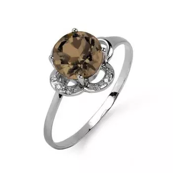 Кольцо с раухтопазом и фианитами Линии Любви