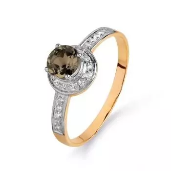 Кольцо с раухтопазом и фианитами Линии Любви