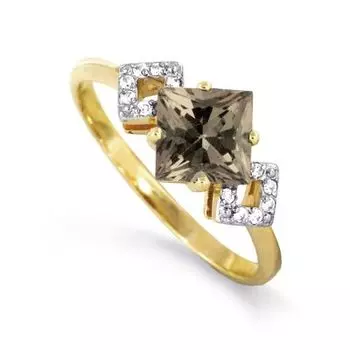 Кольцо с раухтопазом и фианитами Линии Любви