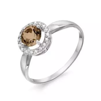 Кольцо с раухтопазом и фианитами Линии Любви