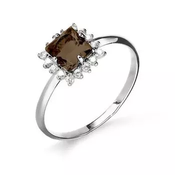 Кольцо с раухтопазом и фианитами Линии Любви