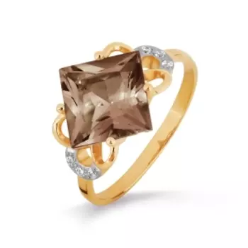 Кольцо с раухтопазом и фианитами Линии Любви