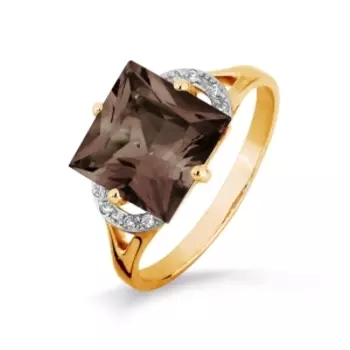 Кольцо с раухтопазом и фианитами Линии Любви