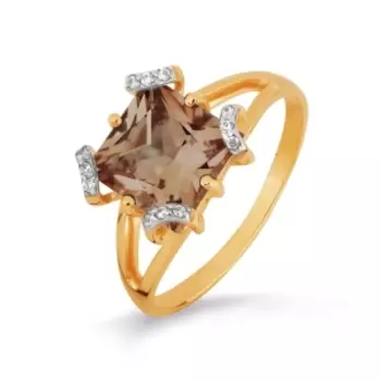 Кольцо с раухтопазом и фианитами Линии Любви