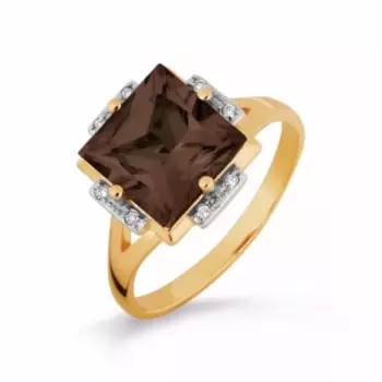 Кольцо с раухтопазом и фианитами Линии Любви