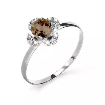 Кольцо с раухтопазом и фианитами Линии Любви