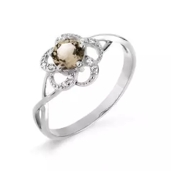 Кольцо с раухтопазом и фианитами Линии Любви