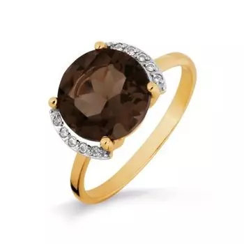 Кольцо с раухтопазом и фианитами Линии Любви