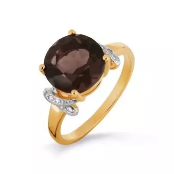 Кольцо с раухтопазом и фианитами Линии Любви