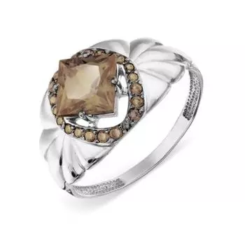 Кольцо с раухтопазом и фианитами Линии Любви