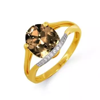 Кольцо с раухтопазом и фианитами Линии Любви